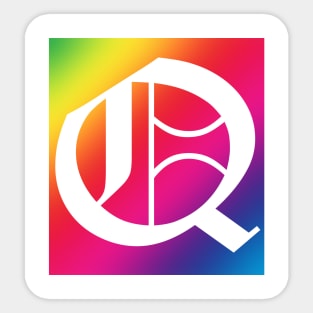 Rainbow White Letter Q Sticker